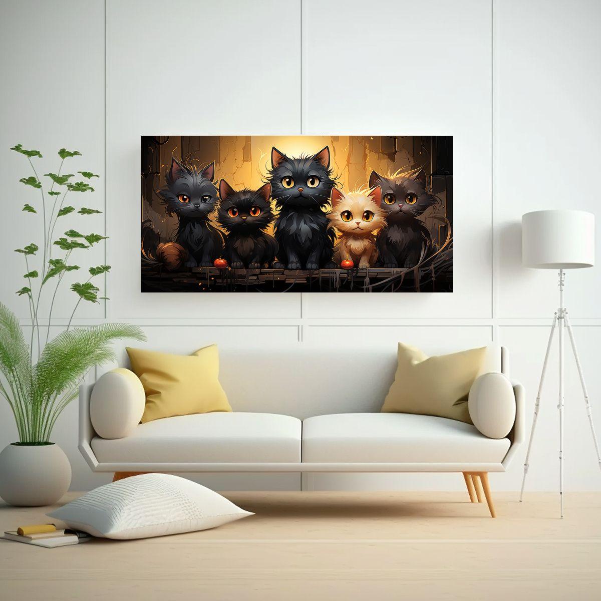 Pinturas Decorativas De Alta Calidad Con Gatos 140x70cm-2