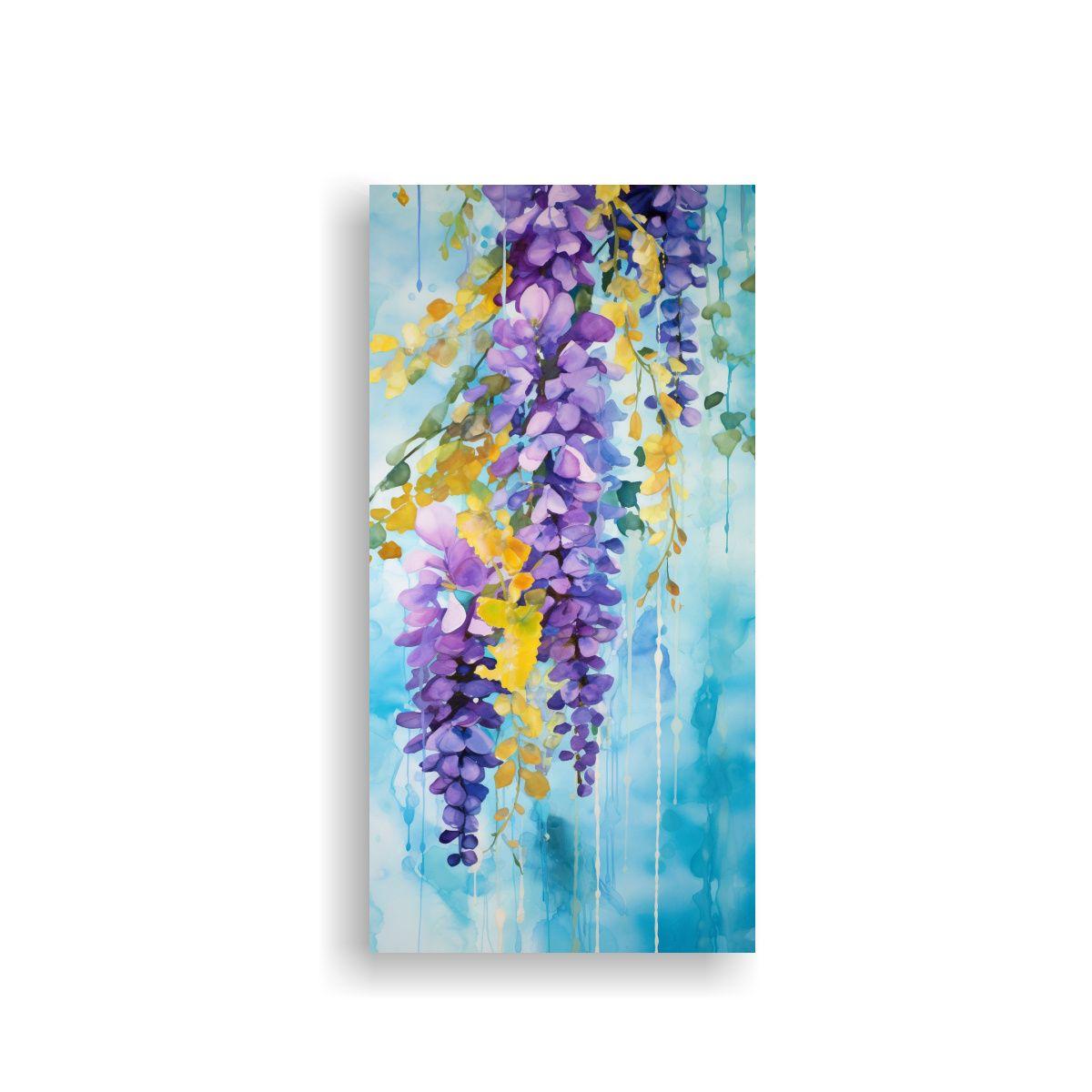 Pintura Abstracta De Flores De Glicina En Colores  30x60cm-0