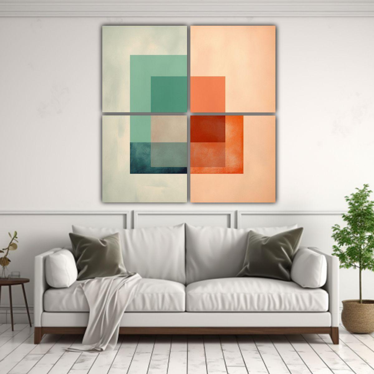 Pinturas Decorativas Minimalistas En Naranja 80x80 Cm-2