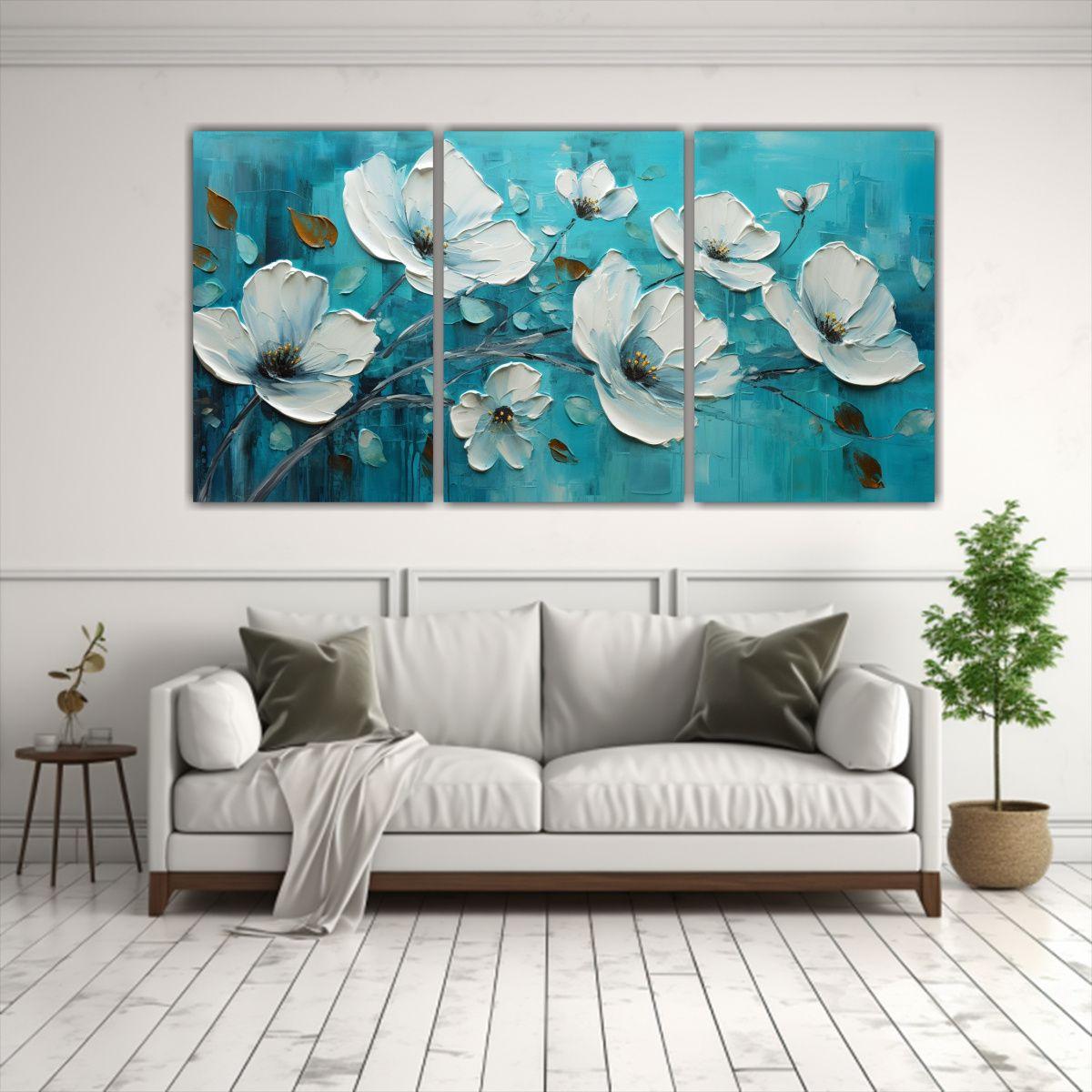 Pintura De Flores En Lienzo En El Estilo De Tema 180x90 Cm-2