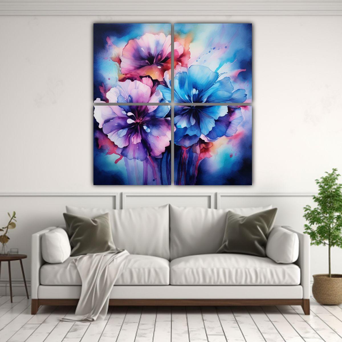 Cuatro Cuadros De Composiciones De Figuras 140x140 Cm-2