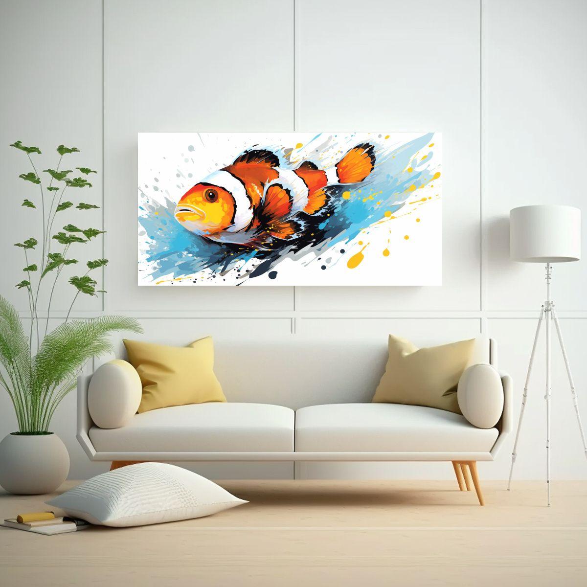 Cuadro Abstracto Armonía Cromática Pez Payaso En 140x70cm-2