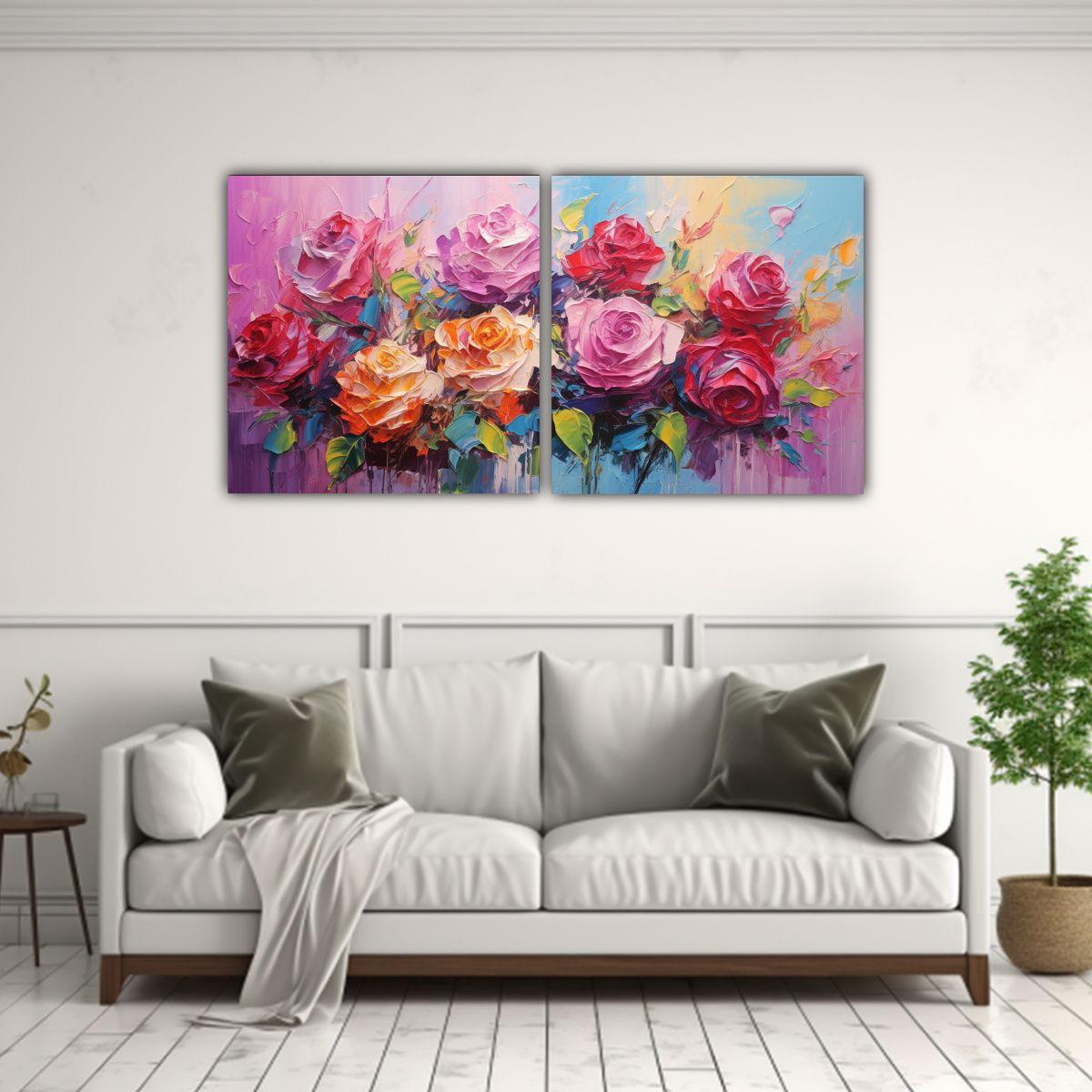 Set 2 Lienzos De Tela Impreso Armonía De Colores 140x70 Cm-2