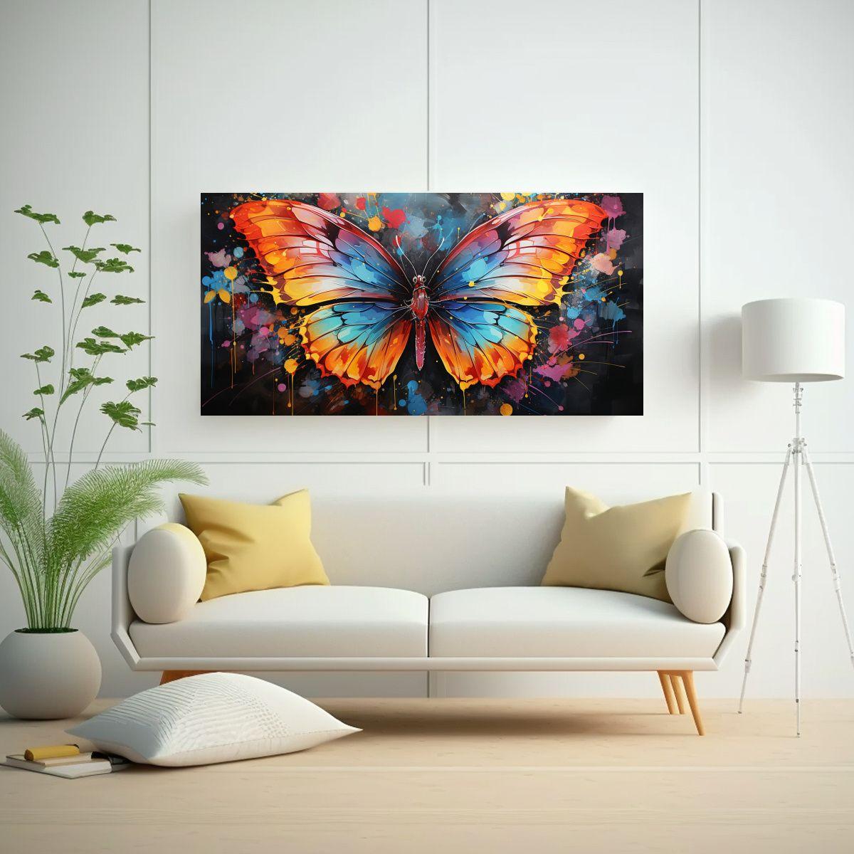 Pintura Acuarela Composición Equilibrio Mariposa  140x70cm-2