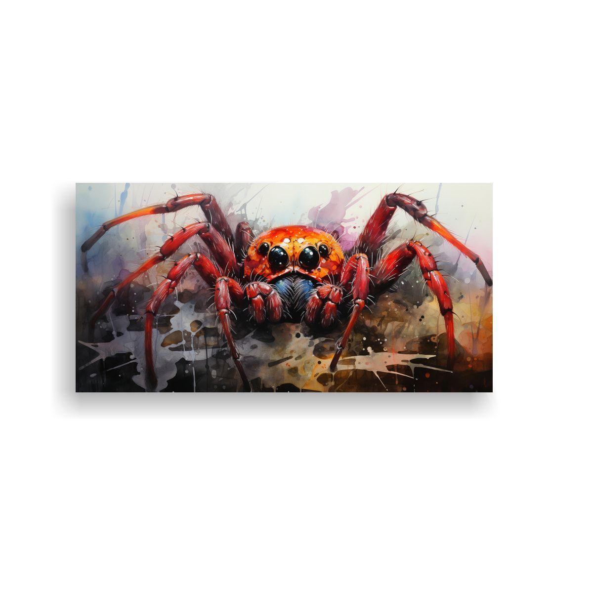 Pintura En Lienzo Estilo Acuarela Araña Colorida 80x40cm-0