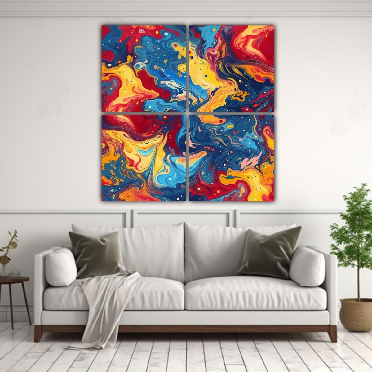 Cuadro De Lienzo Vintage Con Mezcla De Colores 100x100 Cm-2