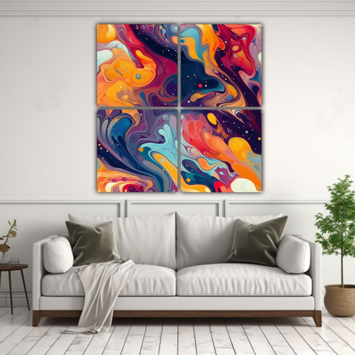 Cuadro Abstracto Lineal Pintura Decorativa 60x60 Cm-2