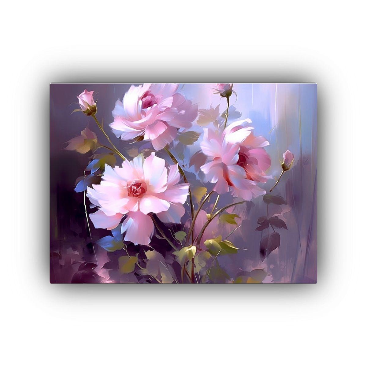 Cuadro Floral Inspirador En Estilo Púrpura Claro 75x50cm-0
