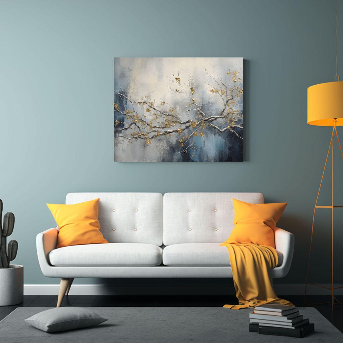 Pintura Abstracta Texturizada En Tonos Azul Gris Negro. 65x50cm-2