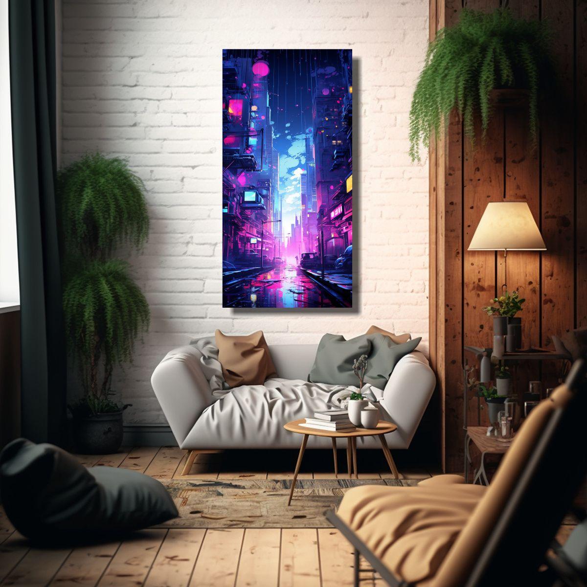 Pinturas Decorativas Juveniles En Azules 20x40cm-2