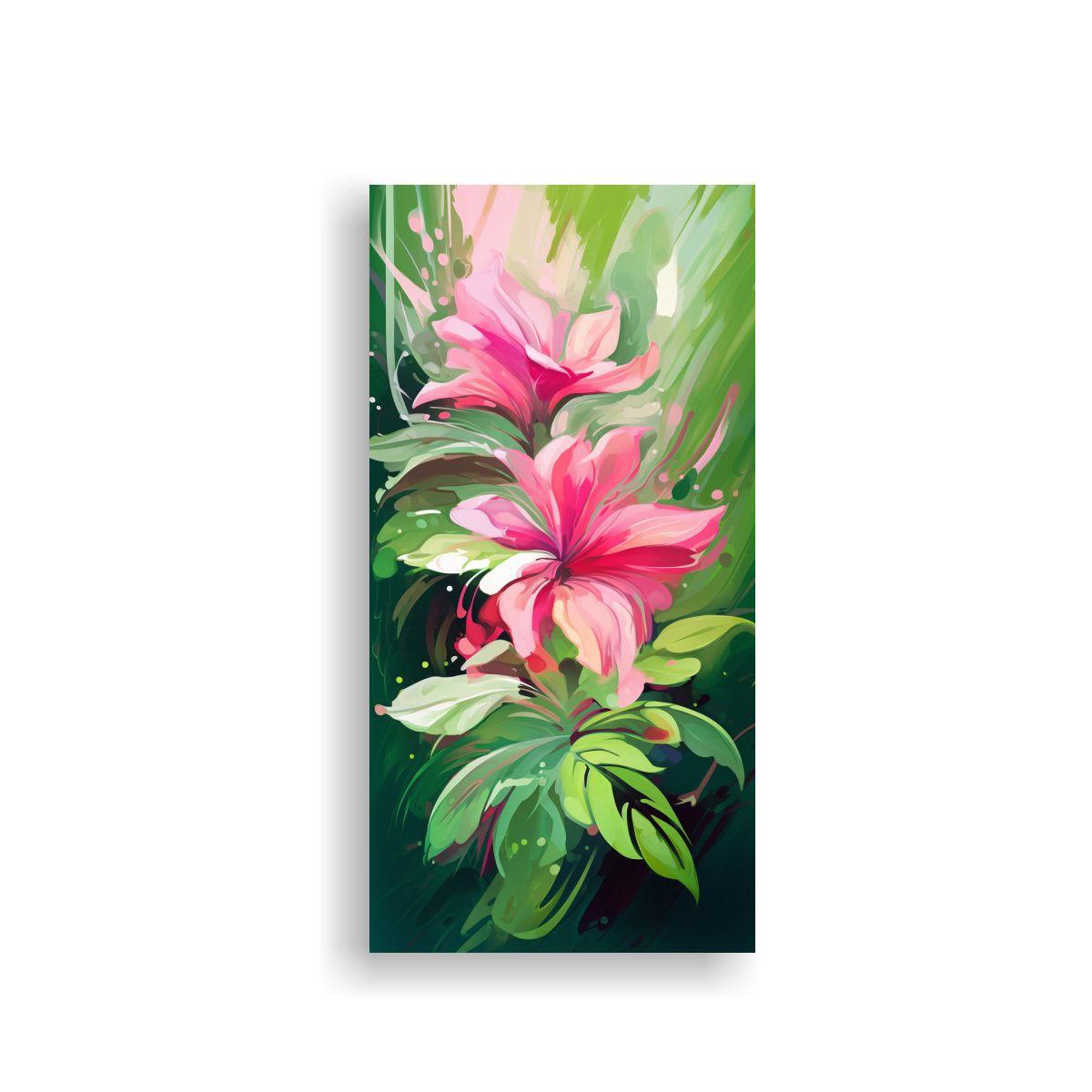 Tela En Bastidor Estilo Neonoir En Colores Verde 30x60cm-0
