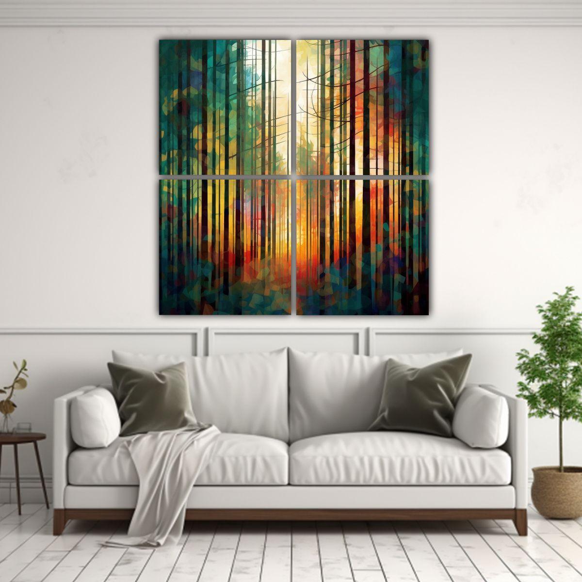 Cuatro Composición Tema Ambiente Pinturas 100x100 Cm-2