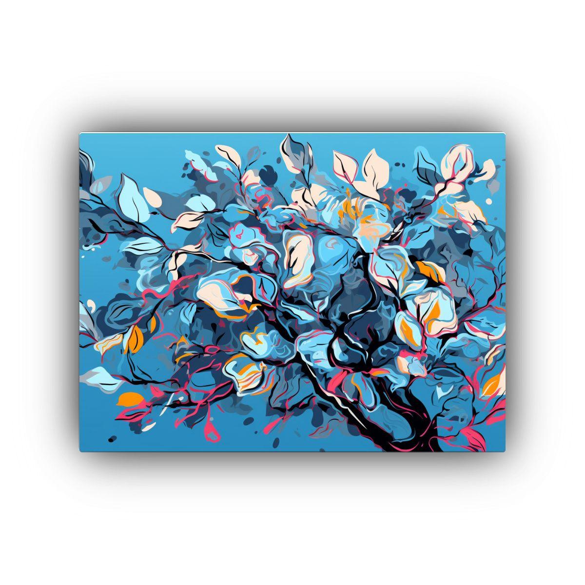 Pinturas Decorativas De Arbutus En Colores Azules  65x50cm-0