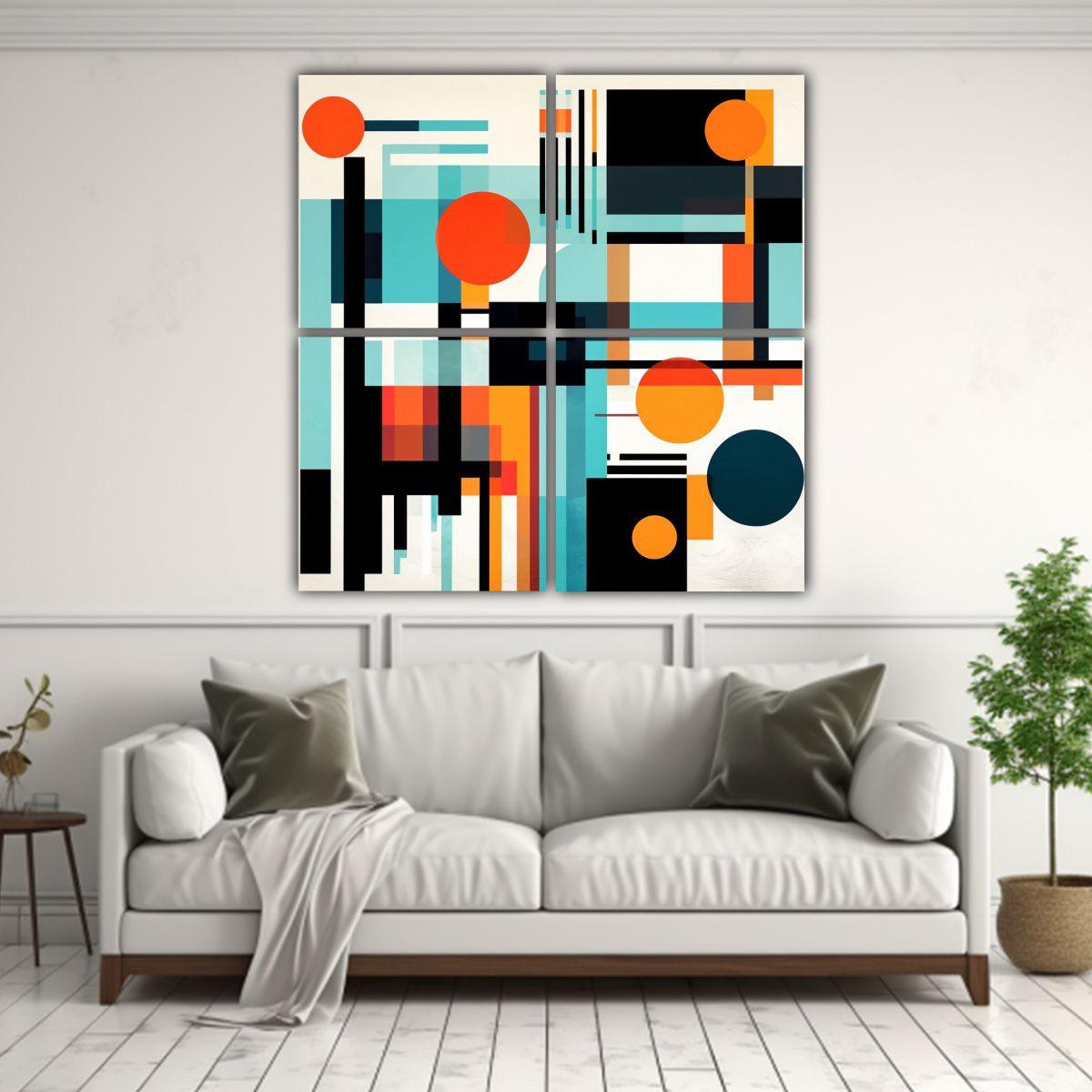 Lienzos Cuadro Vida Moderna En Geometría 140x140 Cm-2
