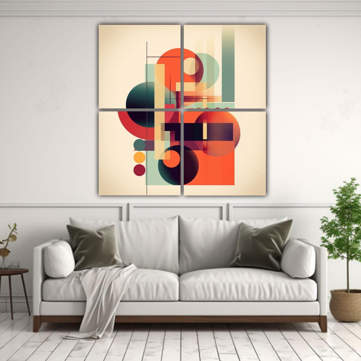 Cuatro Canvas Tonos Luminosidad Arte Geométrico 60x60 Cm-2