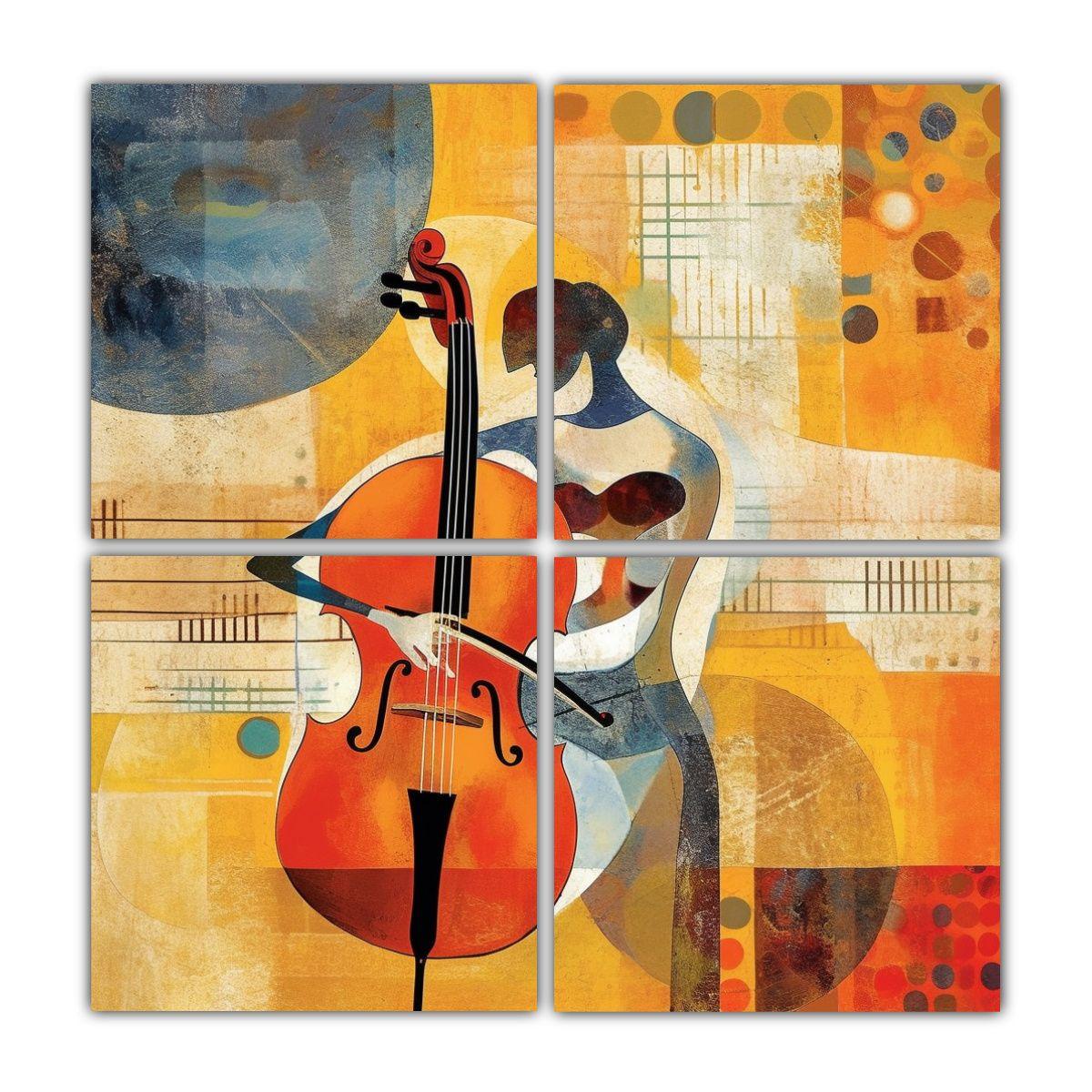 Cuatro Telas En Bastidor De Estilo Moderno 140x140 Cm-0