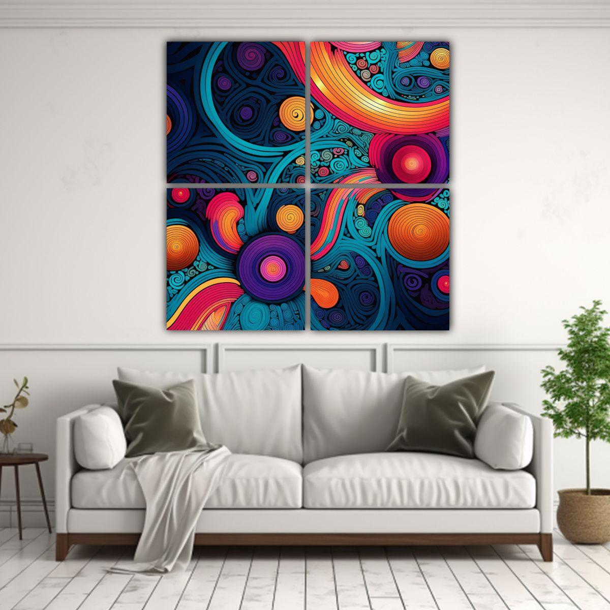 Cuadro De Tela Floral Con Diseño Espectacular De 120x120 Cm-2