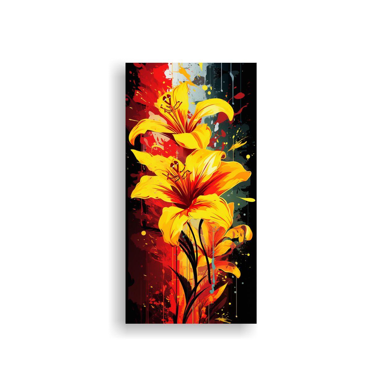 Pintura Decorativa Estilo Neonoir En Amarillo Y Ro 50x100cm-0
