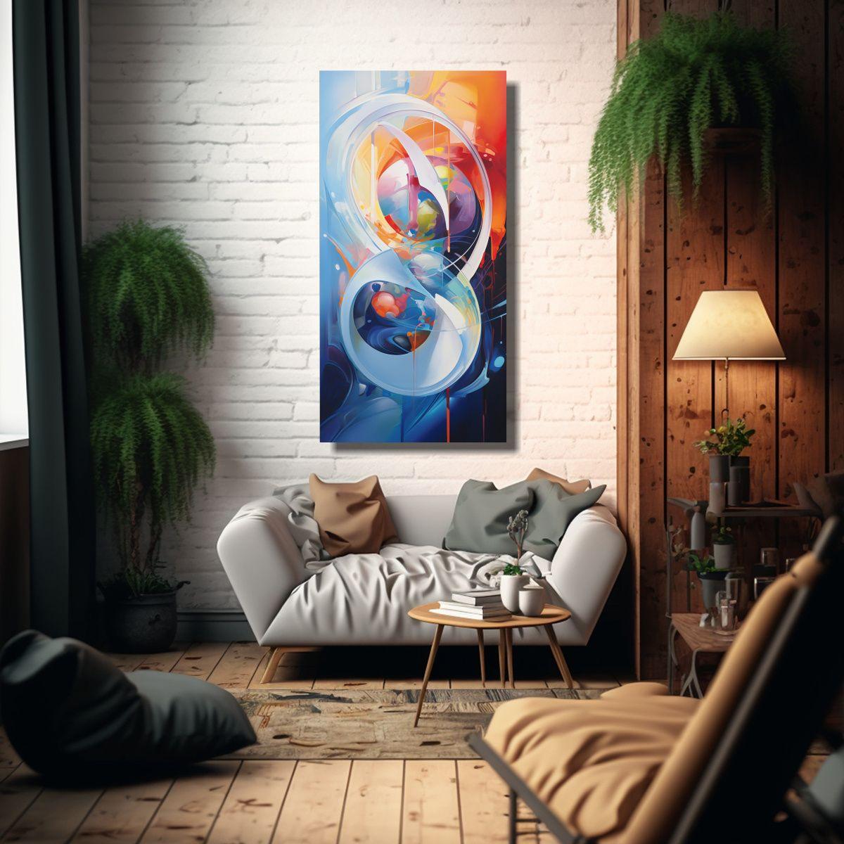 Pintura Abstracta Lienzo Vanguardia Poder 20x40cm-2