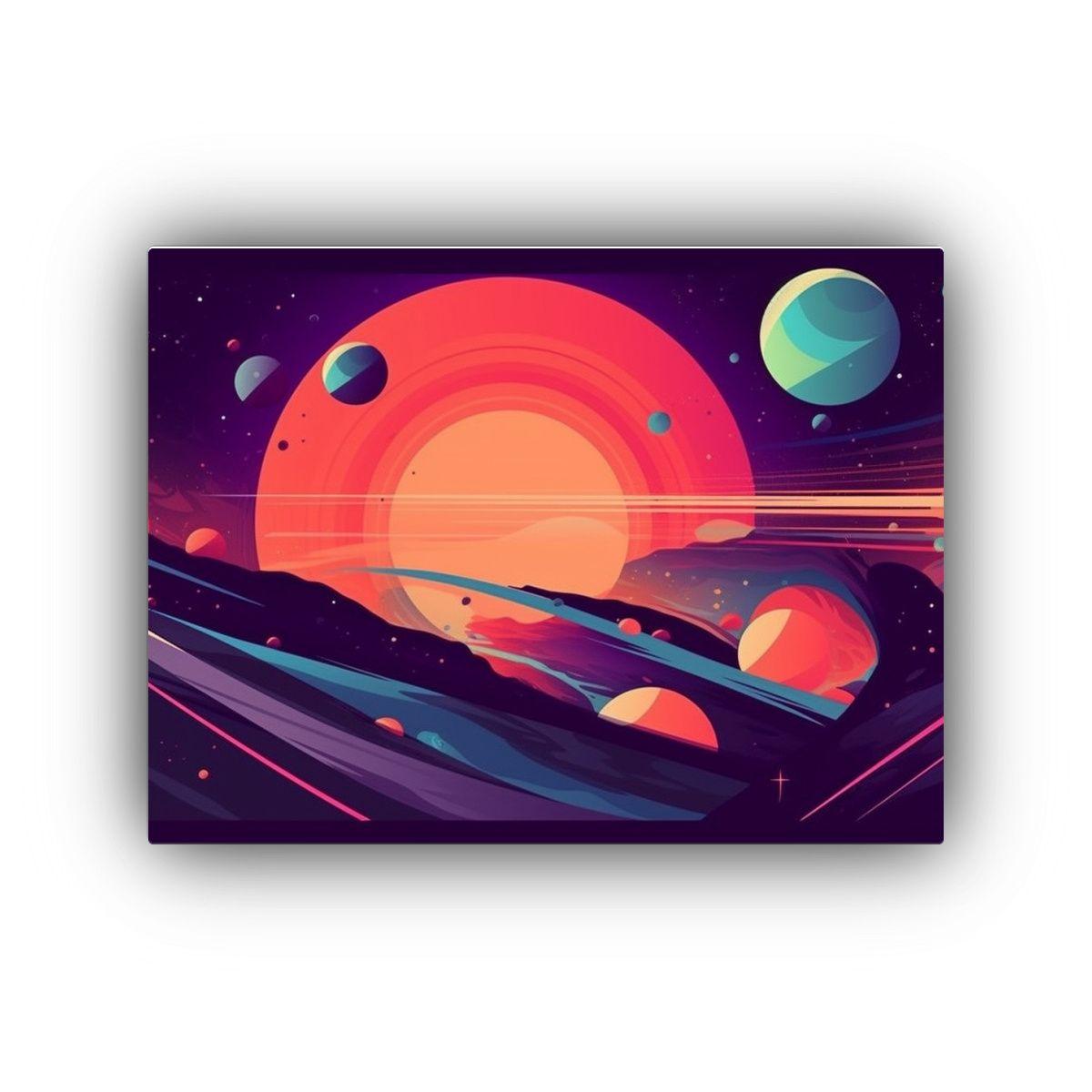 Pintura En Lienzo Estilo Retro Espacial, Concepto De Simplic 50x40cm-0