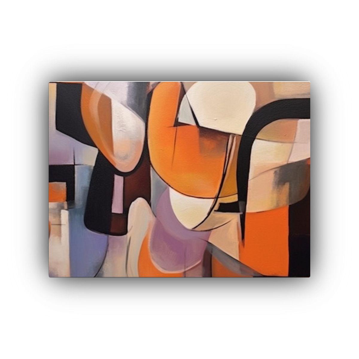 Pintura En Lienzo De Figura Geométrica En Estilo 45x30cm-0