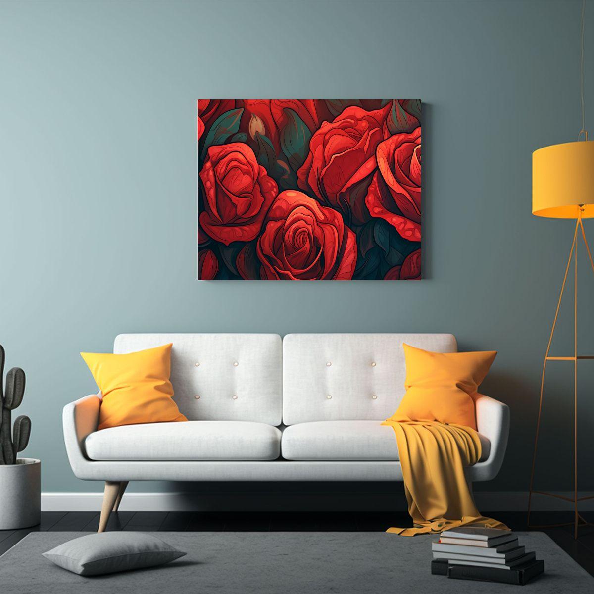 Cuadro De Fondo Rojo Con Composición Moderna Y Simplicidad  65x50cm-2