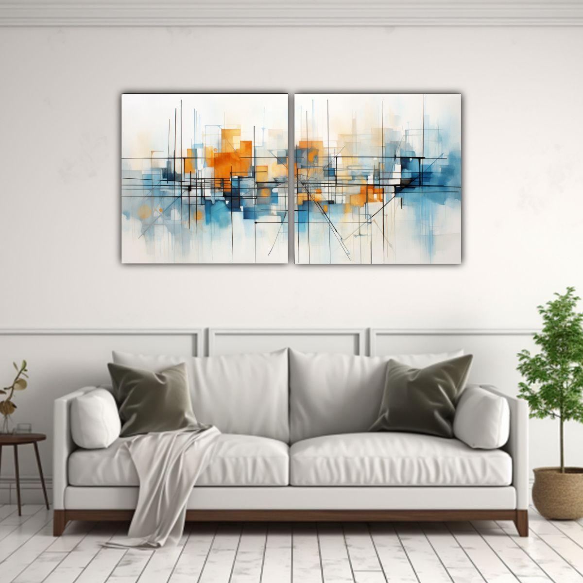 Pintura Abstracta De Escena Urbana En Lienzo, 80x40 Cm-2