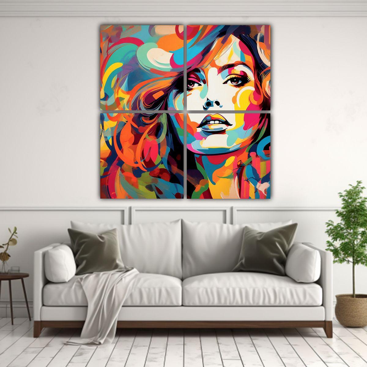 Cuatro Cuadros Fotografía Abstracta Refinada 120x120 Cm-2