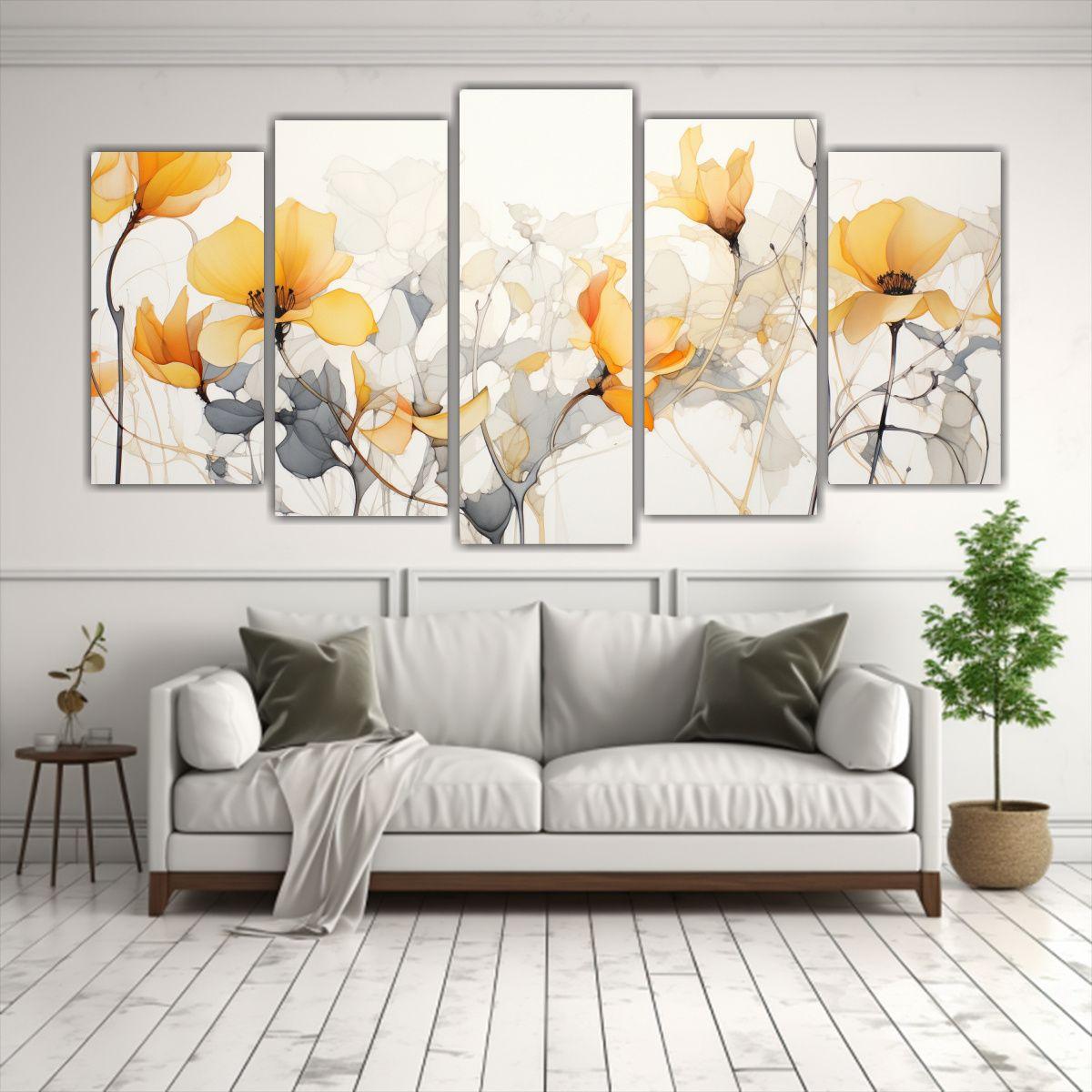 Pintura Decorativa Fantástica En Acuarela Floral 100x50 Cm-2
