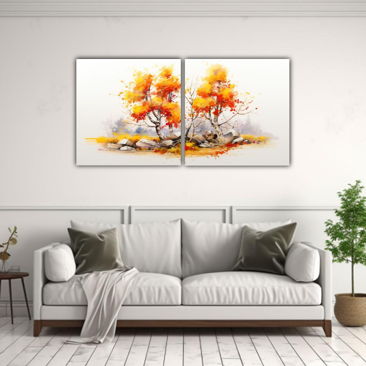 Cuadros Dibujo Elegancia A Birch Bonsai Tree 80x40 Cm-2