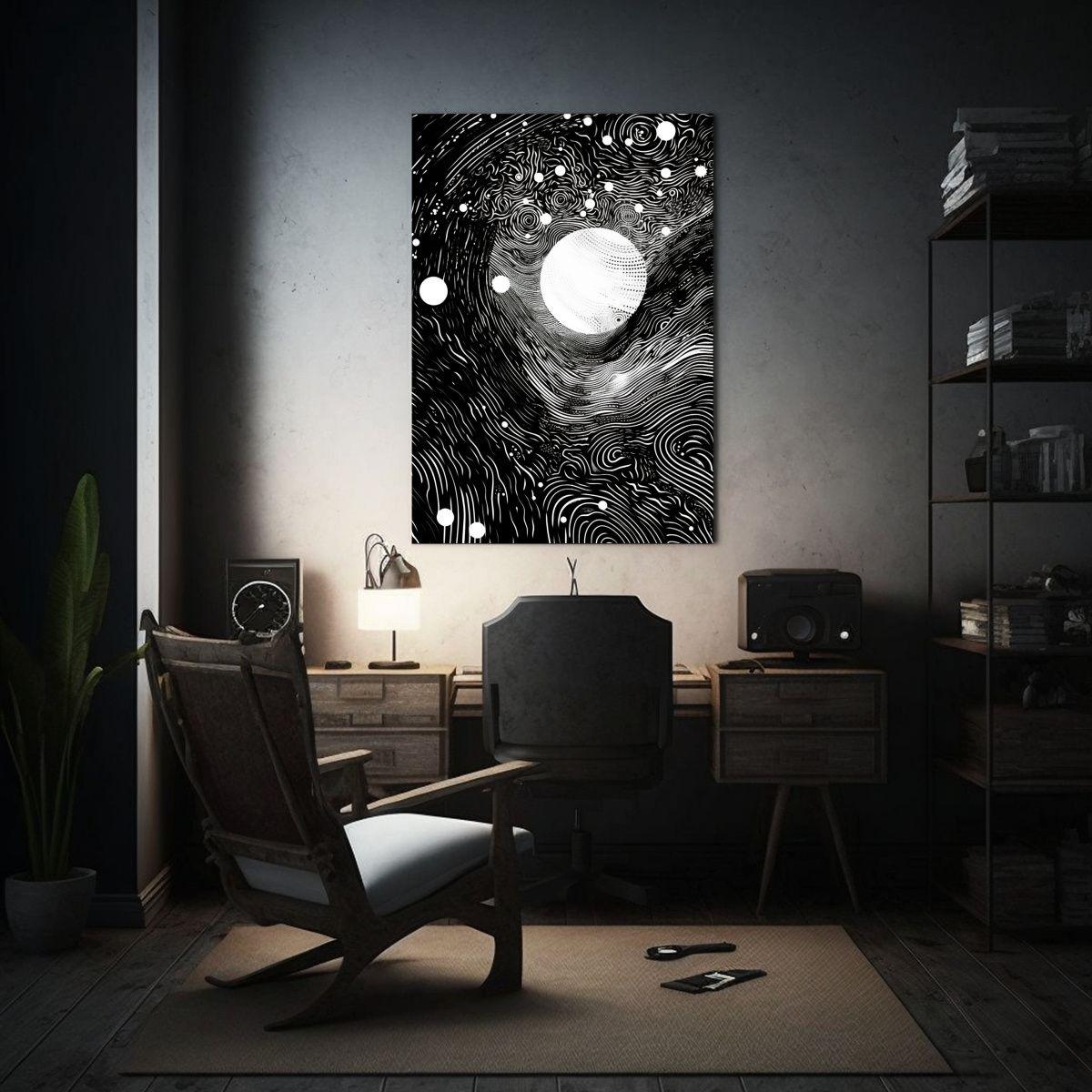 Cuadro Abstracto En Blanco Y Negro Ondulado 60x90cm-2