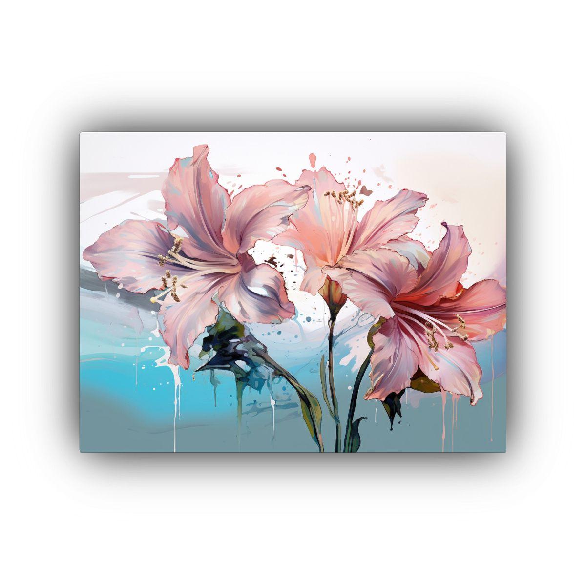 Pintura Floral De Amarilis En Tonos Suaves Y Atmósfera Neon 30x20cm-0