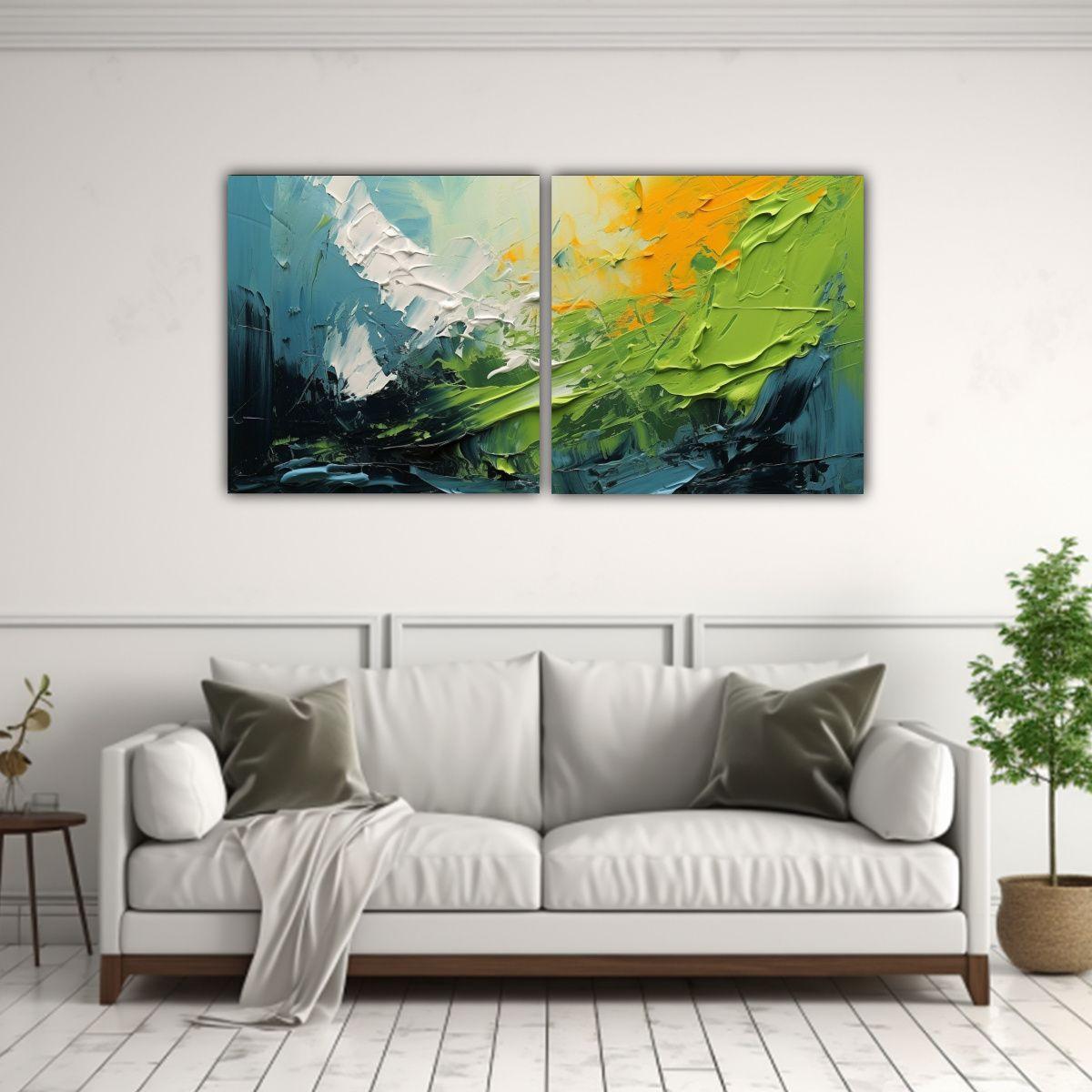 Díptico Arte Abstracto óleo Efecto Visual 160x80 Cm-2