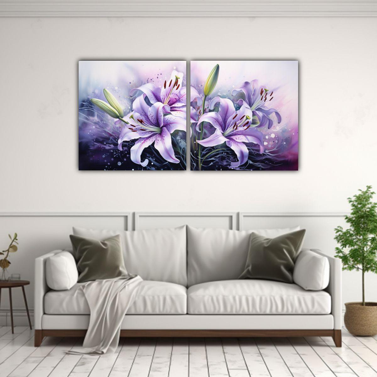 Pintura Abstracta En Acuarela De Colores Púrpura 100x50 Cm-2