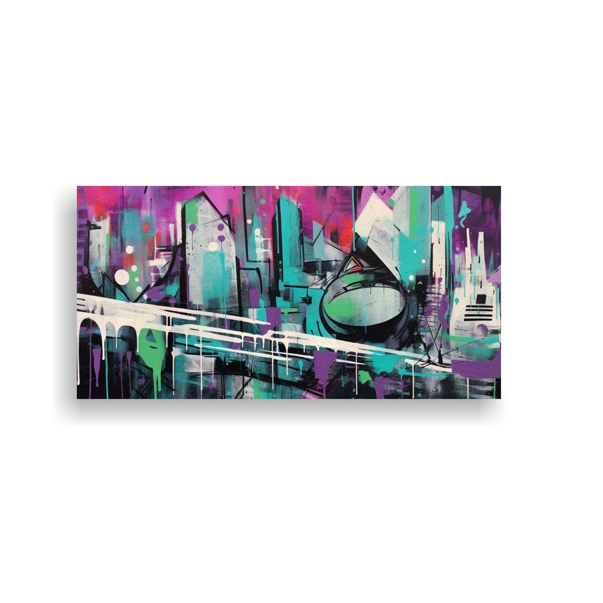 Cuadro En Bastidor Expresión Urbana Abstracta 100x50cm-0