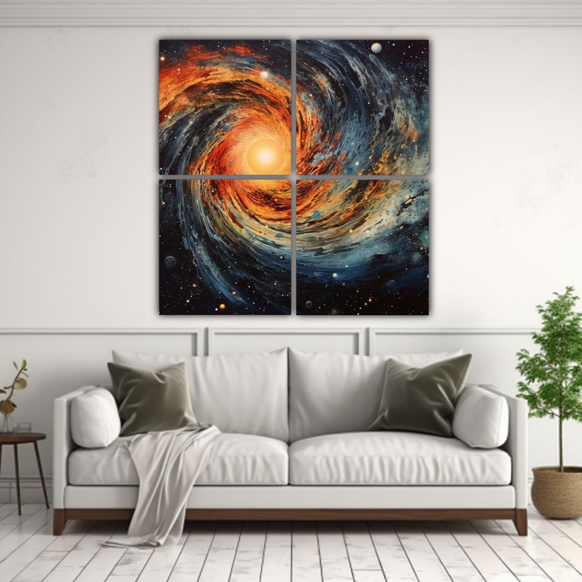 Cuatro Telas En Bastidor Patron Intenso 100x100 Cm-2
