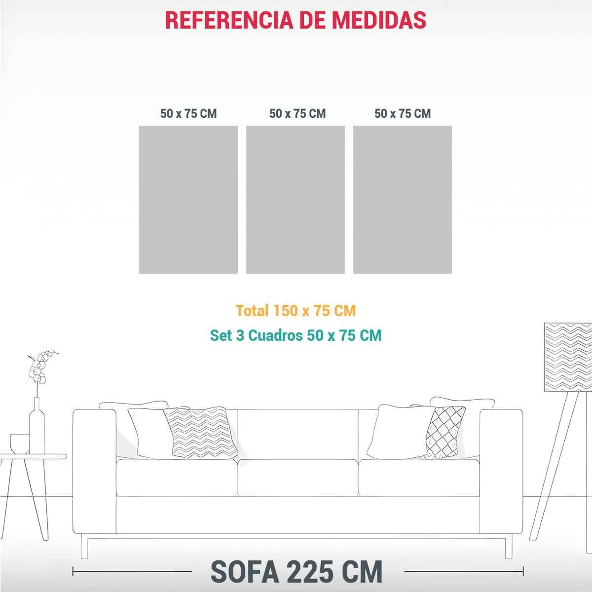 Exposición De Tres Lienzos Modernos En Acuarelas 150x75 Cm-1
