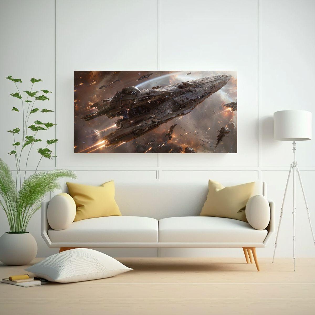 Pinturas Lienzo Tela Naves Espaciales Paisajes 120x60cm-2