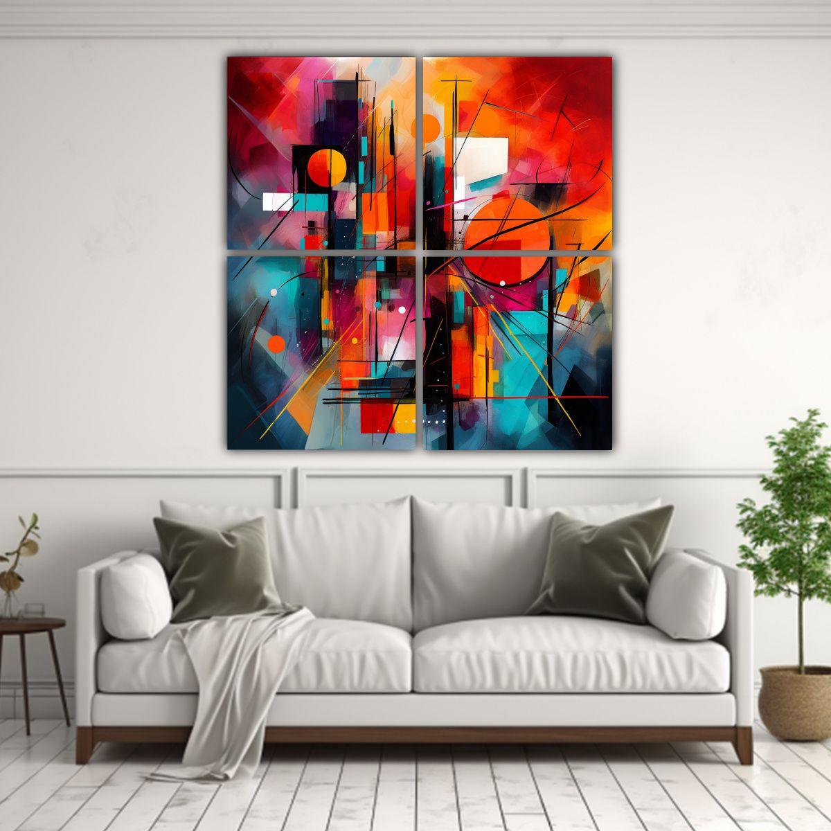 Cuadro De Pared Abstracto En Colores Vibrantes 200x200 Cm-2