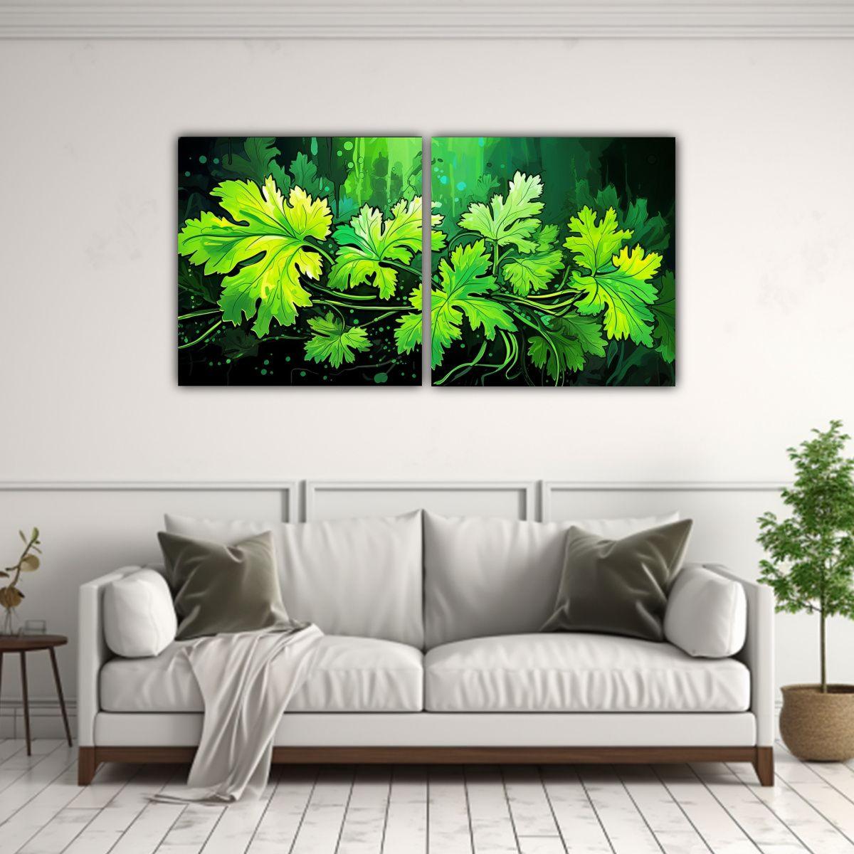 Paisajes Intensos De Hierbas Perejil En Tonos 80x40 Cm-2