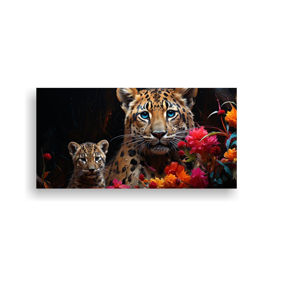 Cuadro En Bastidor Patrón Leopardo Colorido Estil 140x70cm-0