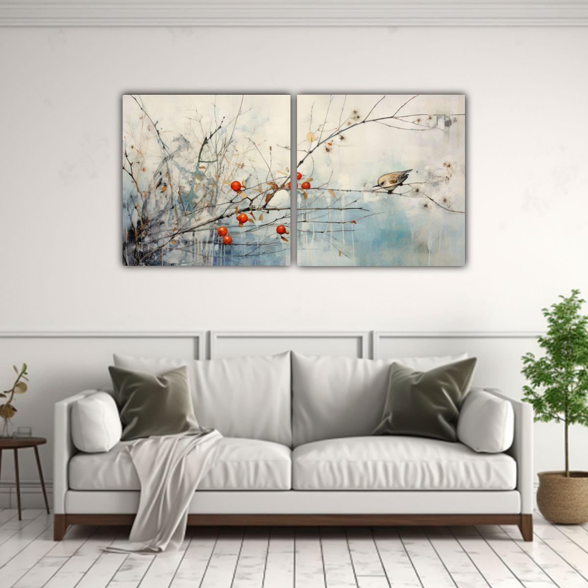 Díptico Expresión Invierno Botánico Vintage 120x60 Cm-2