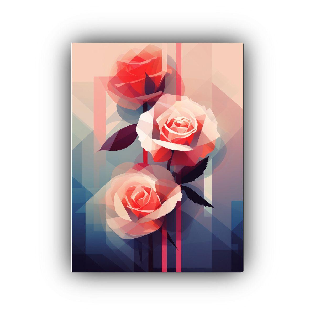 Cuadro De Arte De Pared De Rosas Estilizadas Con 30x40cm-0