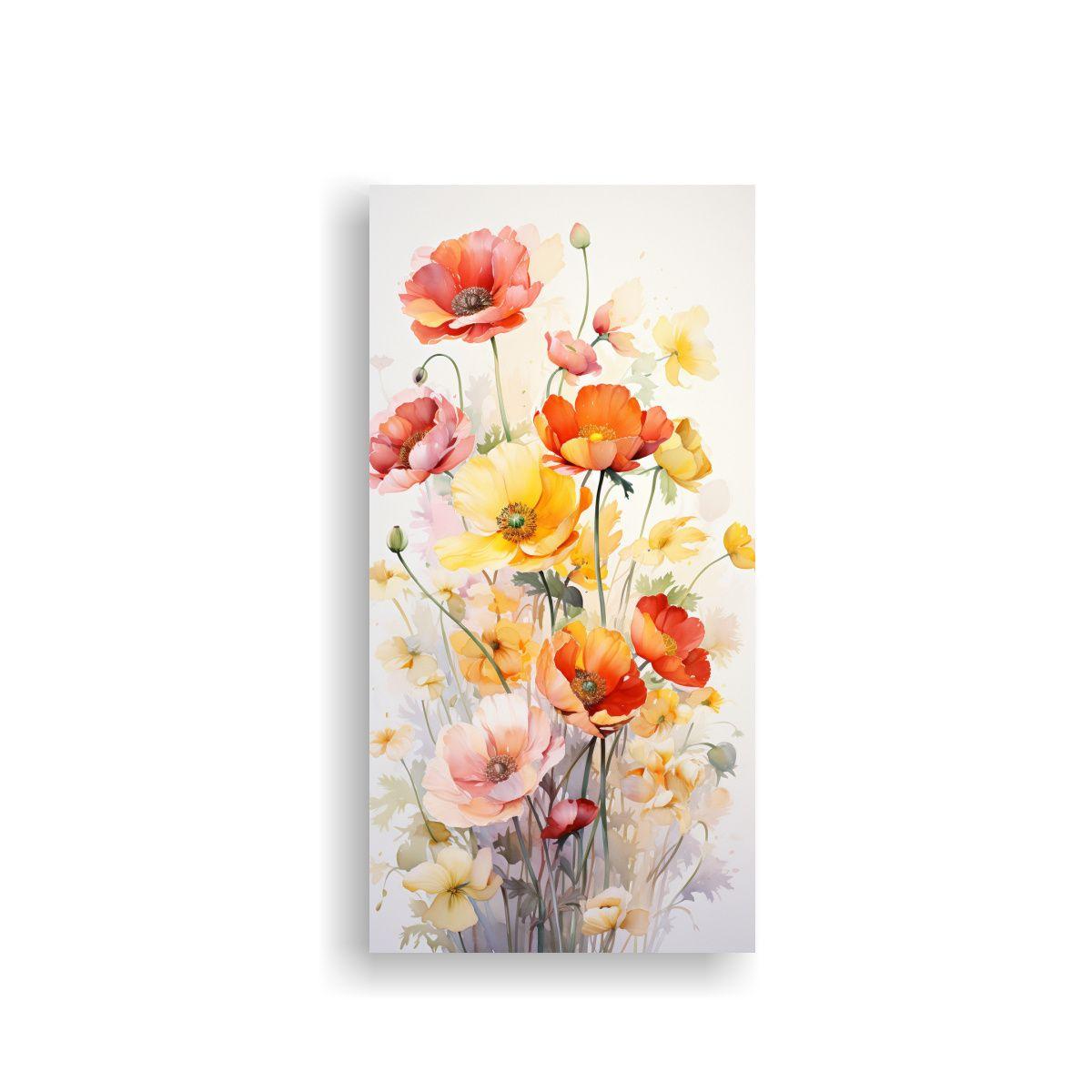 Lienzo Vintage Para Oficina Con Flores De Margarit 60x120cm-0