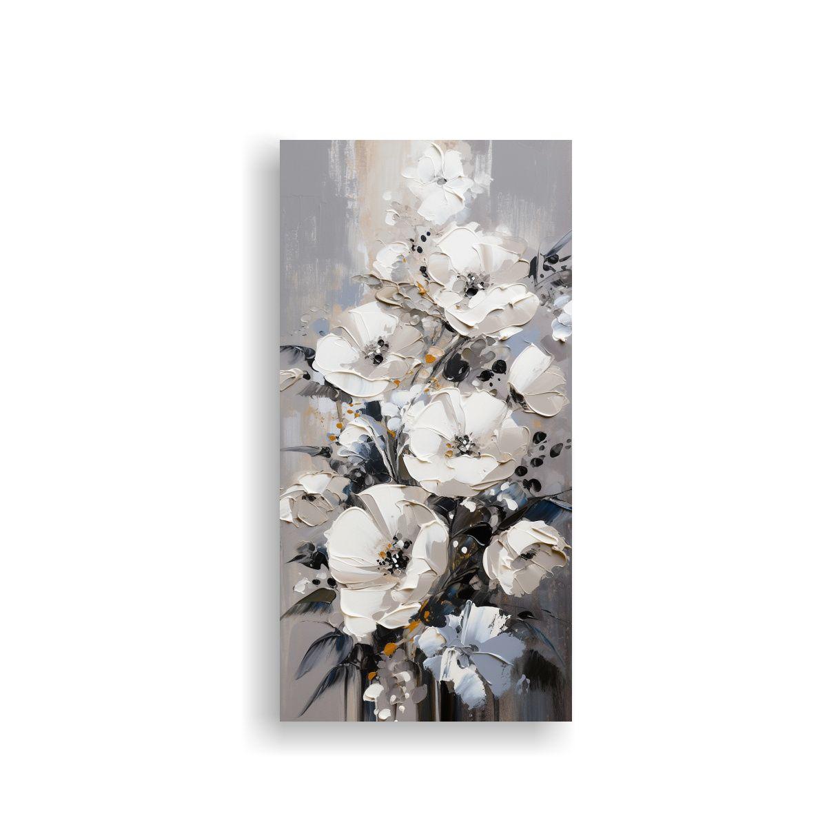 Pintura Impresa De Flores Plateadas En Estilo 80x160cm-0