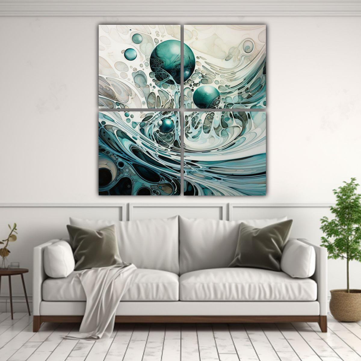 Lienzo Impreso Con Acuarela Y Esferas Decorativas 60x60 Cm-2