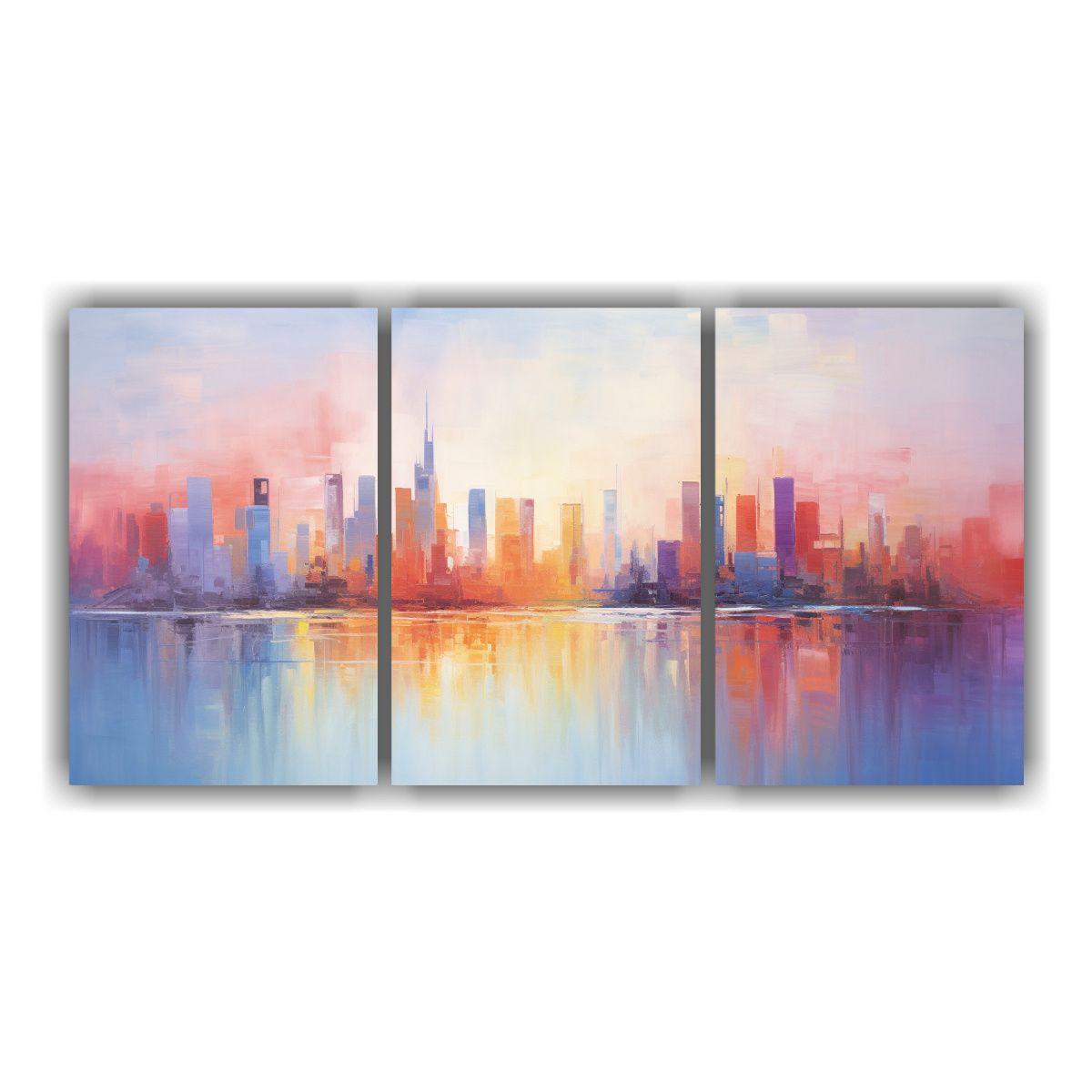 Pintura Decorativa De La Ciudad En Tonos Vibrantes 180x90 Cm-0