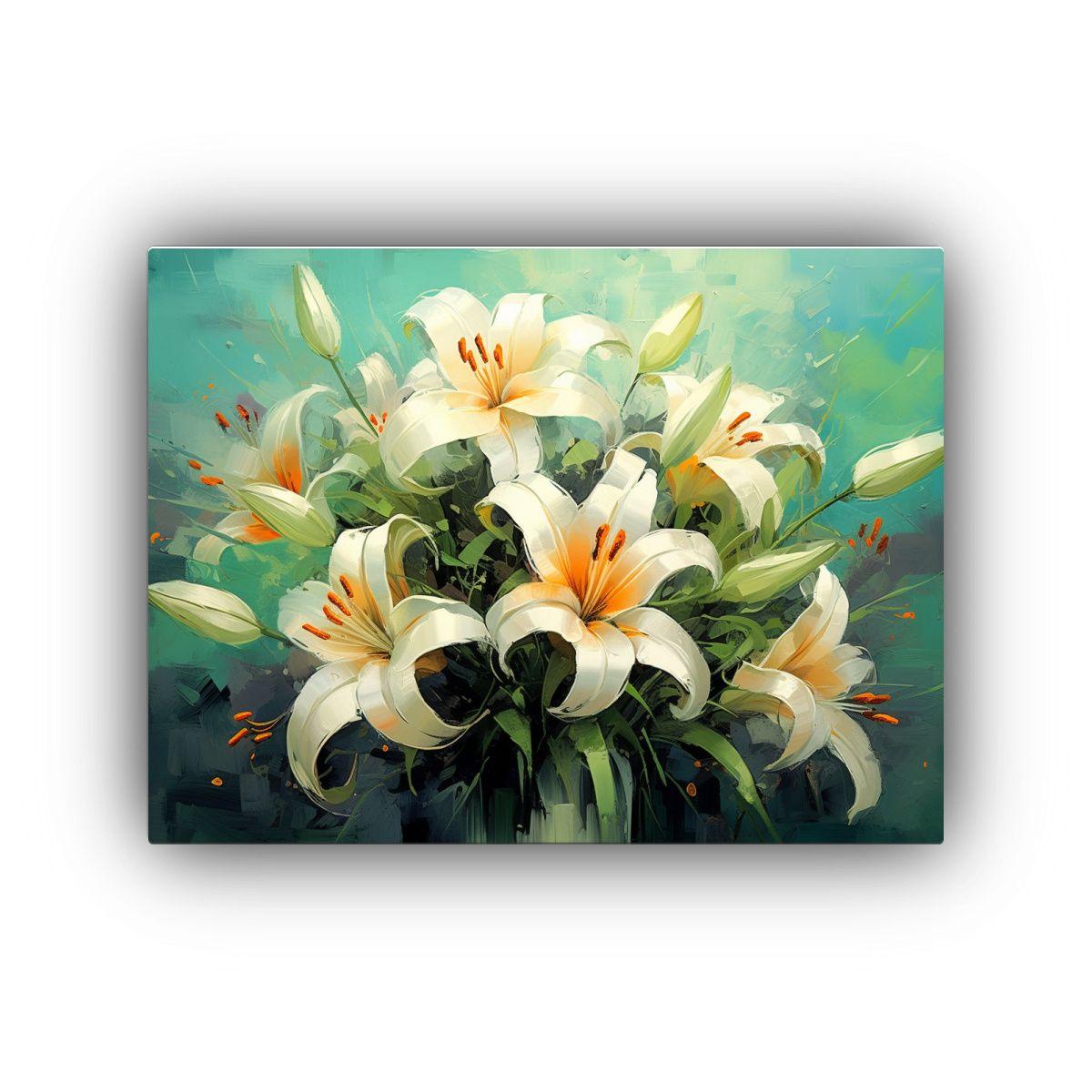 Cuadro De Decoración Arte Colores Textura Ramo De Lirios Bl 40x30cm-0