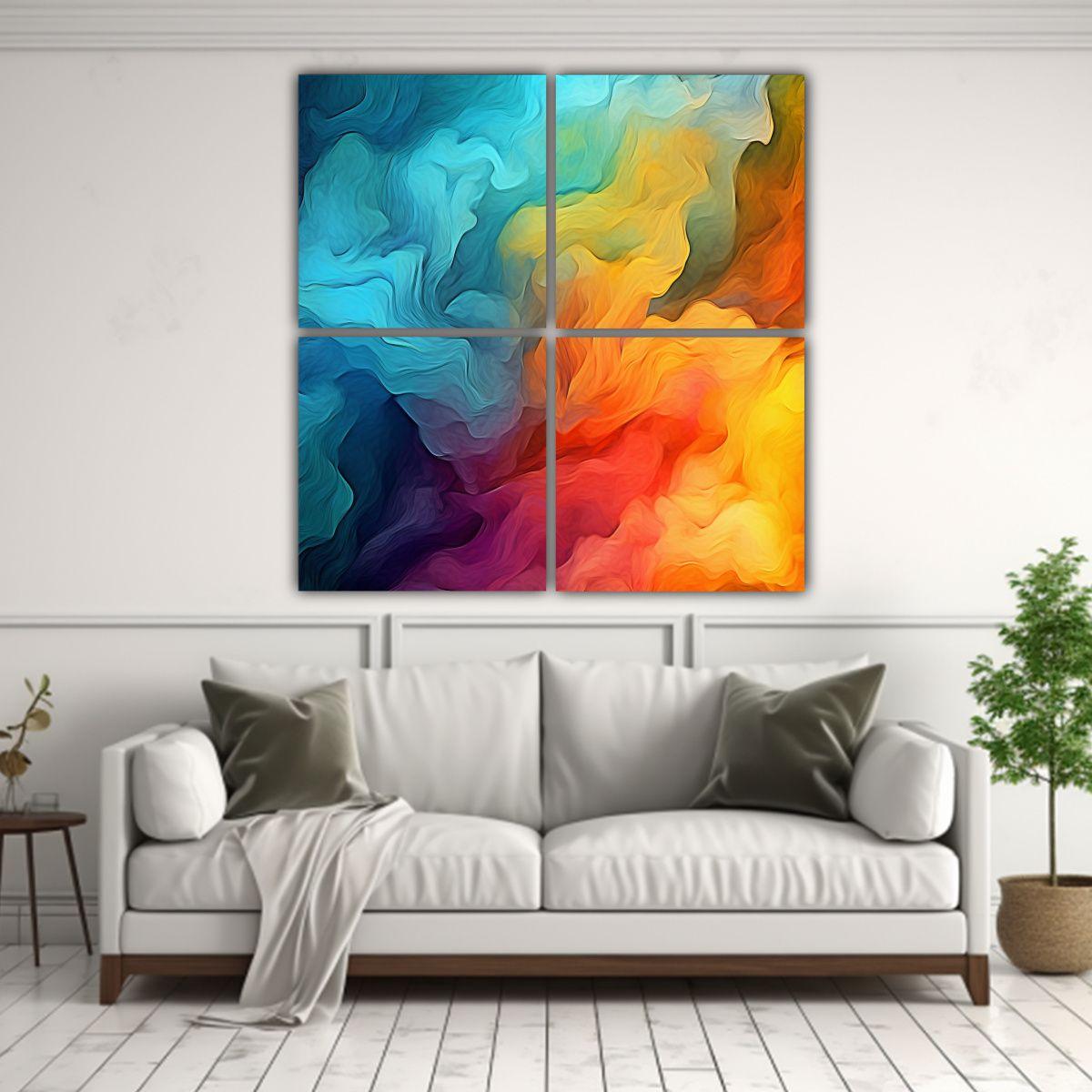 4 Telas En Bastidor Colores Exposición Denis 140x140 Cm-2