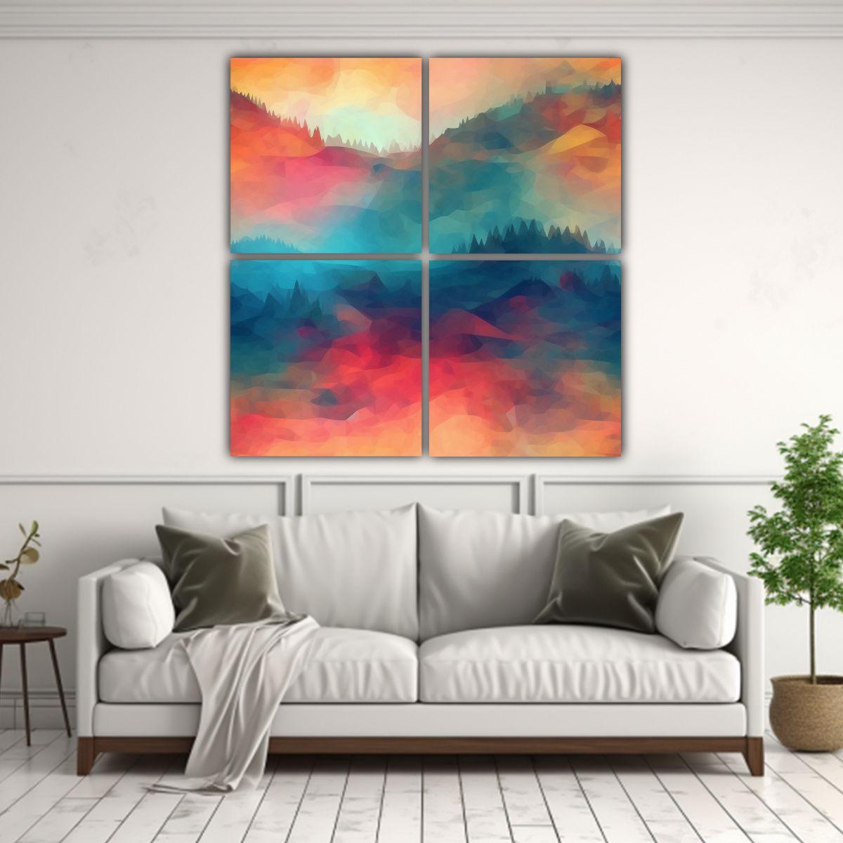 Pinturas Decorativas Abstractas De Paisajes 80x80 Cm-2